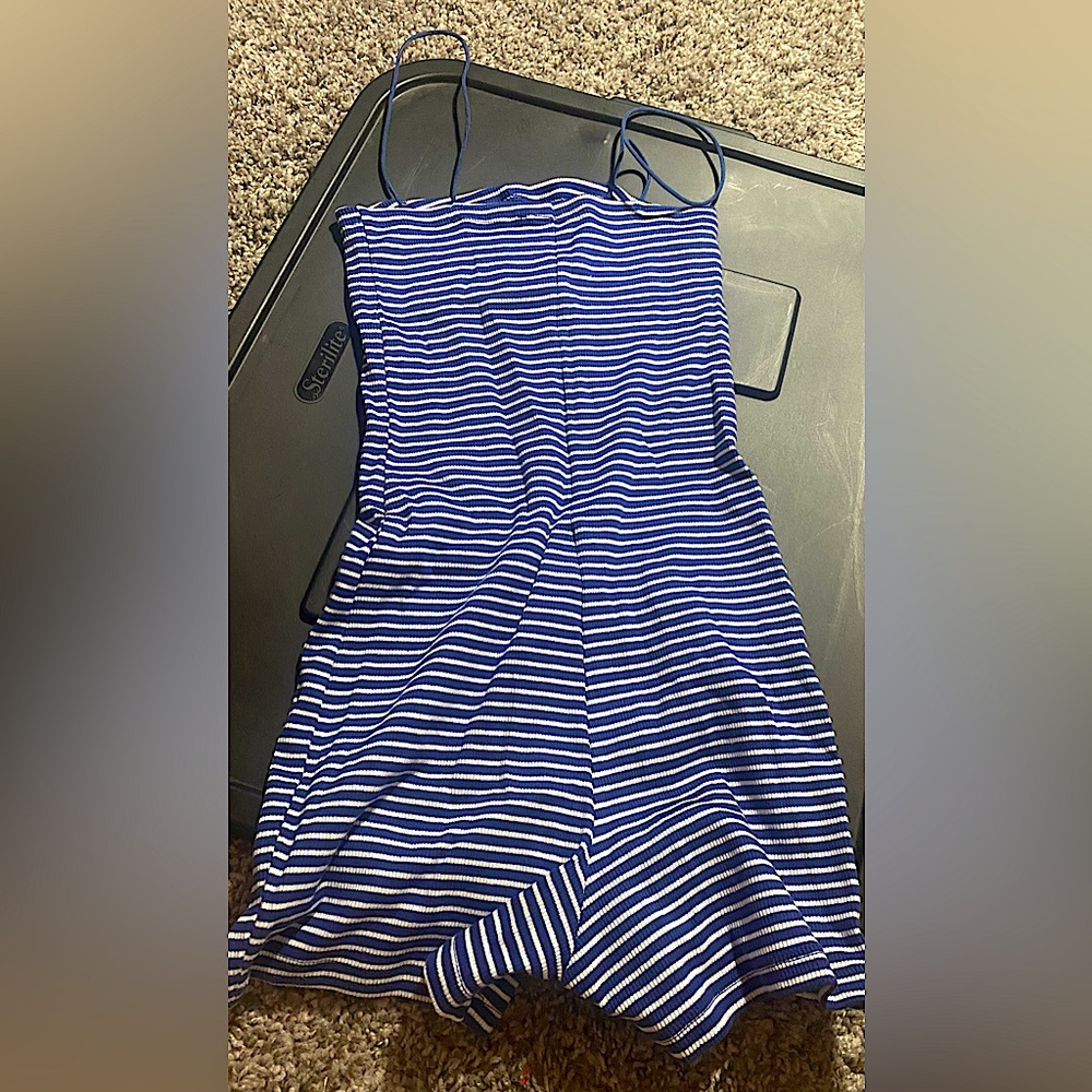 Blue and White Striped Zara Romper